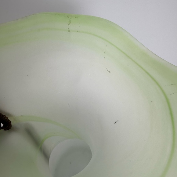 RARE Lime Green White Swirl Frosted Glass Art Vase Unique 3D Art Noveau 8.5” T - Picture 8 of 14